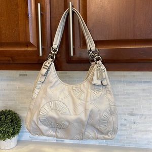 COACH Purse - light grey exterior, blue interior - gorgeous